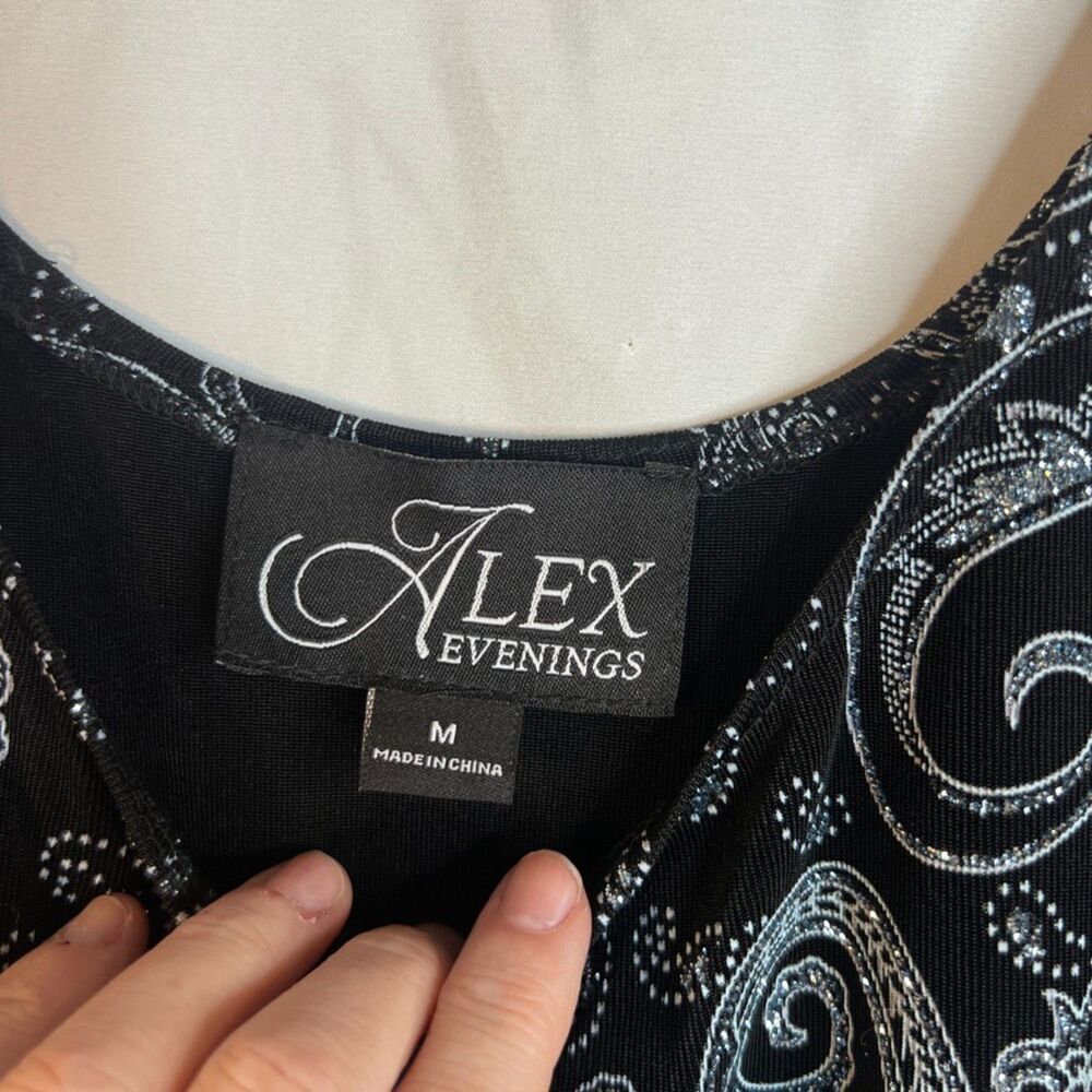 Alex Evenings 2 PC SET Blazer & Tank Sparkly Paisley Metallic Dressy Cocktail MD - Picture 11 of 13